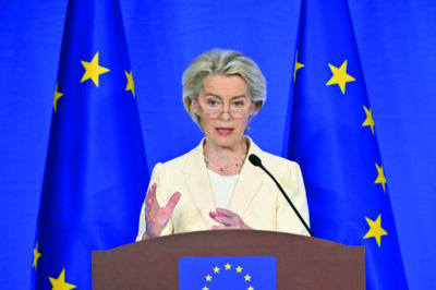 President of the European Commission Ursula von der Leyen speaks after the 25th EU–China summit in Beijing on July 24, 2025. Adek Berry/AFP via Getty Images