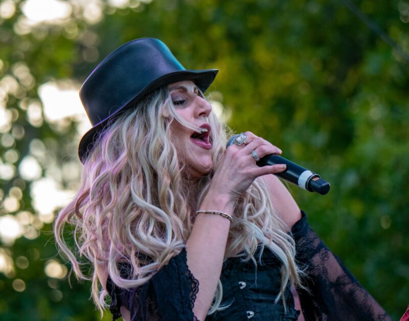 Niki Bente of Twisted Gypsy, a Fleetwood Mac tribute band, performs as “Stevie Nicks” during Concerts in the Park hosted by the city of Santa Clarita on July 26, 2025 at Central Park in Saugus, Calif. Katherine Quezada/The Signal