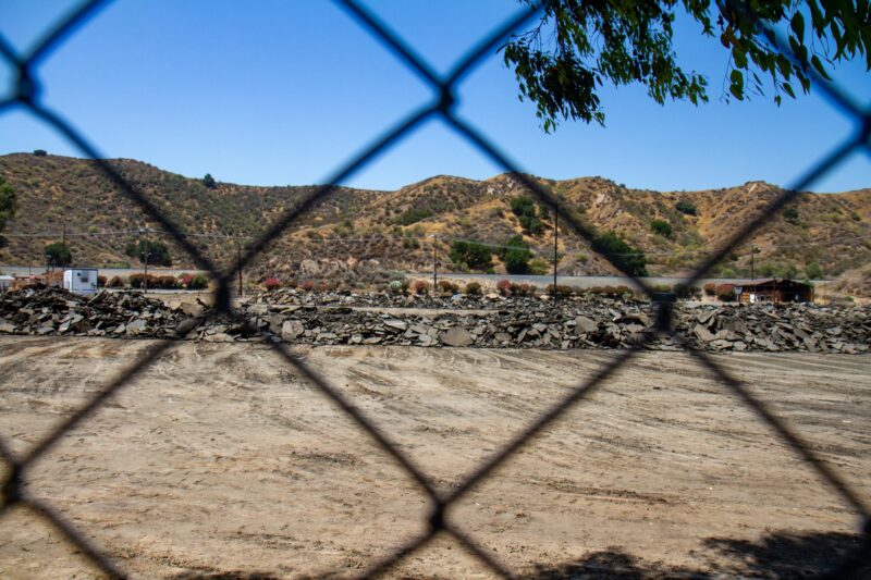 A pile of concrete sits on the property of what used to be the Saugus Speedway on July 12, 2025 in Santa Clarita, Calif. Katherine Quezada/The Signal