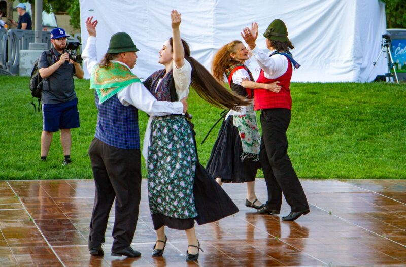 Dancers with Gypsy Folk Ensemble L.A. domonstrate a popular Italian dance during the Celebrate culture series on Aug. 8, 2025, an event hosted by the city of Santa Clarita at the Canyon Country Community Center in Canyon Country, Calif. Katherine Quezada/The Signal