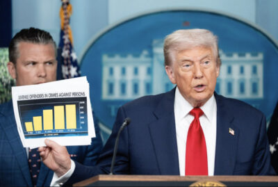 President Donald Trump speaks during a press briefing at the White House in Washington on Aug. 11, 2025. Photo by Madalina Kilroy