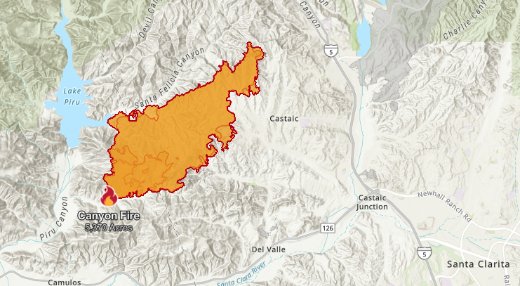 A map of how the Canyon Fire burned. Courtesy of CalFire