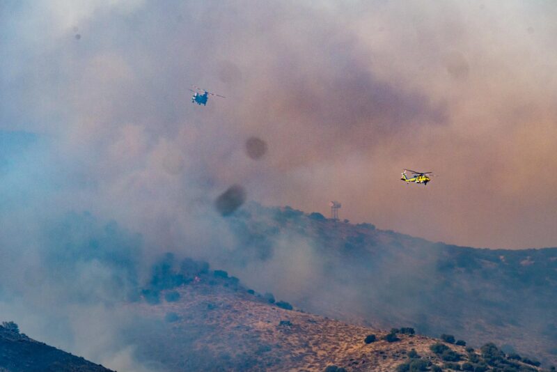 A brush fire, dubbed the "Hawk Fire," breaks out on the 35900 block of Trenmar Drive in Acton, Thursday, Aug. 14, 2025. Katherine Quezada/The Signal