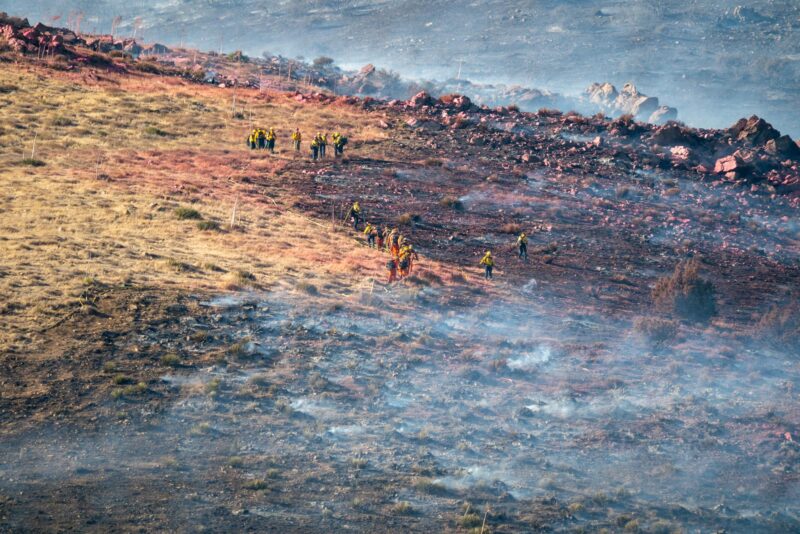 Firefighters battle the Hawk Fire on Aug. 14, 2025 in Acton, Calif. Katherine Quezada/The Signal