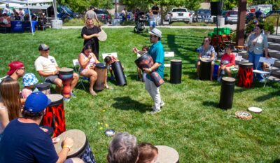 Families particpate in a drum circle during the Youth and Family Festival hosted by Assemblywoman Pilar Schiavo’s office, D-Chatsworth in partnership with Strength United, a CSUN community agency on Aug. 16, 2025 at the Canyon Country Community Center, in Canyon Country, Calif. Katherine Quezada/The Signal
