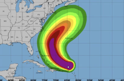 Wind speed forecasts made by the National Hurricane Center for Hurricane Erin on Aug. 16, 2025. Screenshot/National Hurricane Center