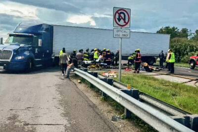 The scene of the crash involving a semi and a minivan on Florida's Turnpike on Aug. 12, 2025, in St. Lucie County. Photo courtesy of St. Lucie County Sheriff's Office