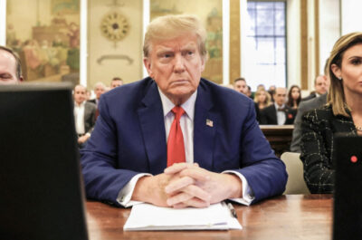 Former President Donald Trump sits in New York State Supreme Court during the civil fraud trial against the Trump Organization in New York City on Jan. 11, 2024. Pool photo by Peter Foley/AFP via Getty Images
