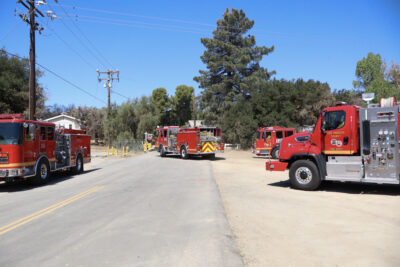 First responders were dispatched to a small fire on Halsey Canyon Road in Castaic, Friday, Aug. 22, 2025. Kamryn Martell/The Signal