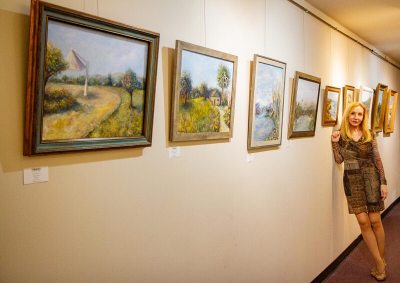 Forty paintings by artist Nadia Lusian’s were featured during her exhibit on Aug. 9, 2025 at the Canyon Theatre Guild in Old Town Newhall, Calif. Katherine Quezada/The Signal