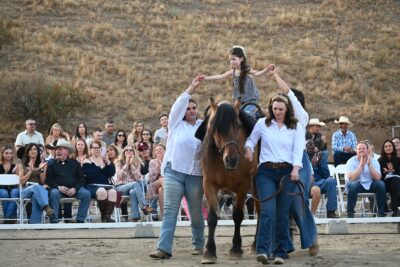 Emilia Olmos gets up on her horse during Carousel Ranch’s “Heart of the West” fundraising event at Carousel Ranch, August 24, 2025. Michael Picarella/The Signal