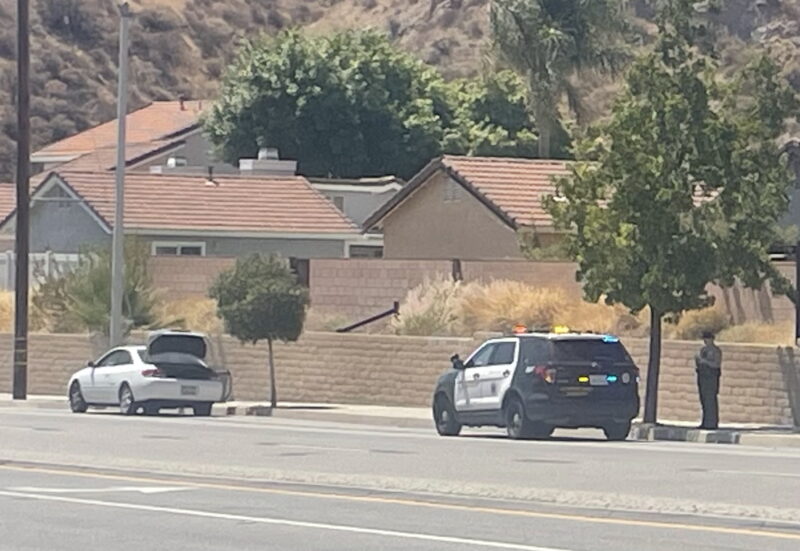 A motorist was arrested after a vehicle pursuit from the Antelope Valley that ended on Soledad Canyon Road near Shadow Pines Boulevard in Canyon Country, Aug. 25, 2025. Kamryn Martell/The Signal
