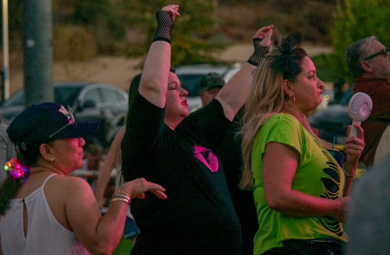 Music fans jam out to Blonde Ambition, a tribute to Madonna band during “Concerts in the Park” on Saturday Aug. 23, 2025 at Central Park in Saugus, Calif. Katherine Quezada/The Signal