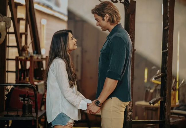 Dawn (Miranda Cosgrove) and Trey (Pierson Fodé), in "The Wrong Paris." Diyah Pera/Netflix