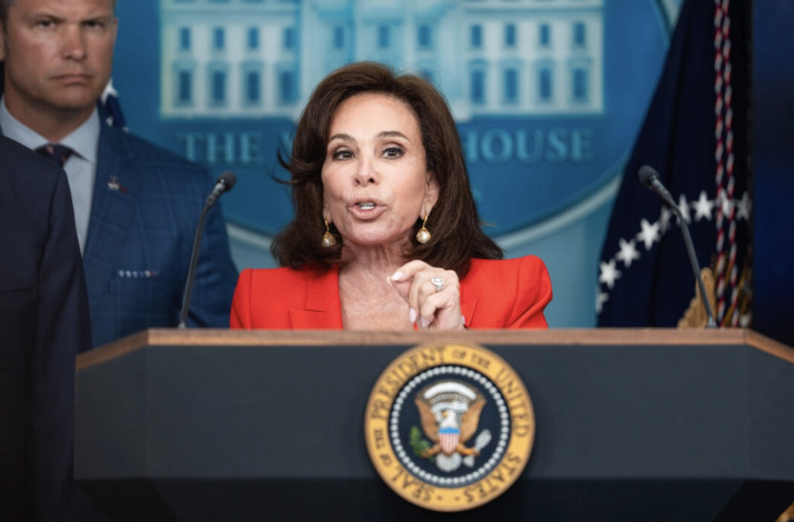 District of Columbia Attorney Jeanine Pirro speaks during a press briefing at the White House in Washington on Aug. 11, 2025. Photo by Madalina Kilroy.