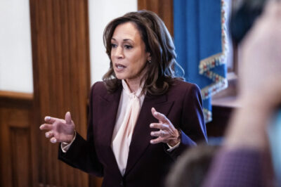Vice President Kamala Harris speaks to the press after a joint session of Congress to certify the 2024 presidential election in Washington on Jan. 6, 2025. Photo by Madalina Vasiliu.