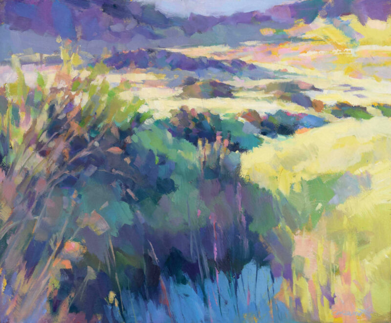 “Pond in Blue” by Harvey Cusworth, 2023, Oil on canvas, 20 x 24 inches. Courtesy image.
