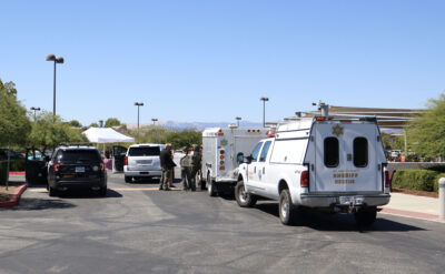 Law enforcement responds to a false alarm active shooter call on the 23800 block of Newhall Ranch Road in Valencia, Sunday, Sept. 7, 2025. Kamryn Martell/The Signal