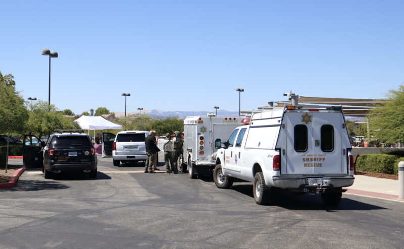Law enforcement responds to a false alarm active shooter call on the 23800 block of Newhall Ranch Road in Valencia, Sunday, Sept. 7, 2025. Kamryn Martell/The Signal