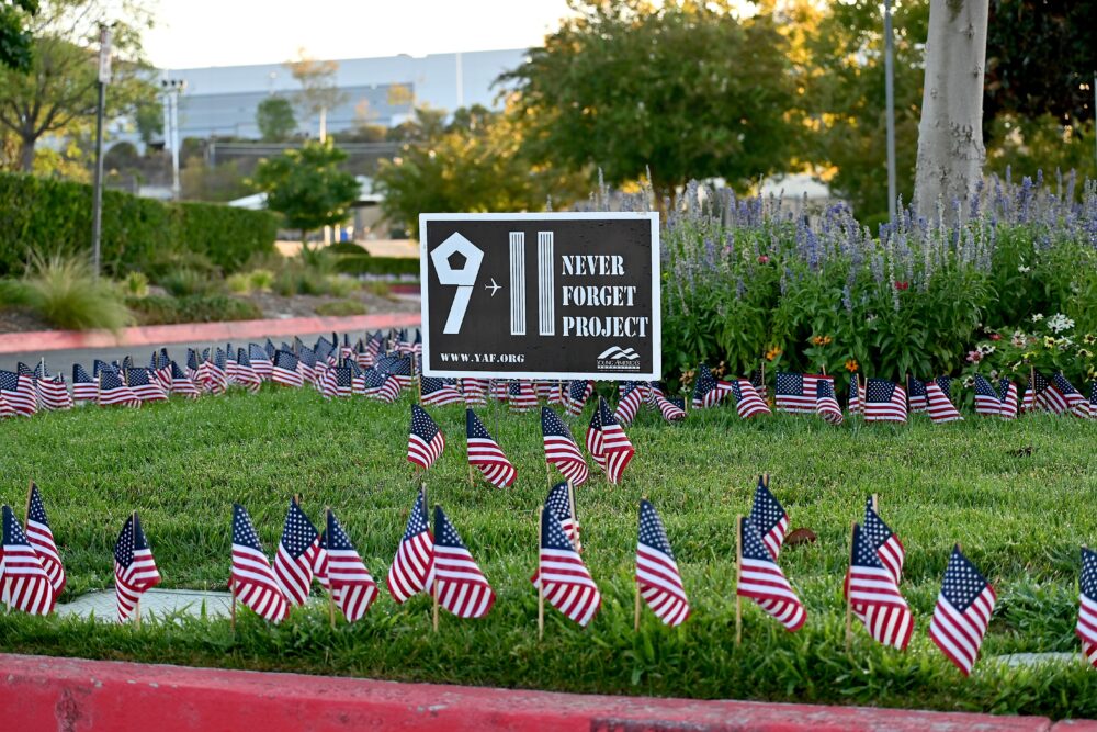 Over 3,000 flags are part of a 9/11 remembrance event at Trinity Classical Academy in Valencia, Sept. 11, 2025. Michael Picarella/The Signal