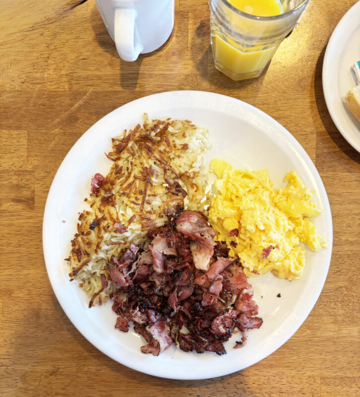 If you’re looking for something that is a little different, try the pastrami and eggs at Neighbarista.  PHOTO BY DONA UHRIG / THE SIGNAL