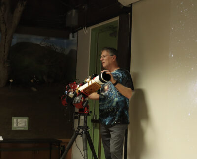 John Favalessa, astrophotographer, talks about his telescope equipment to the audience at the "Deep Space Shots" event at the Placerita Canyon Nature Center in Newhall, Sunday, Sept. 14, 2025. Kamryn Martell/The Signal