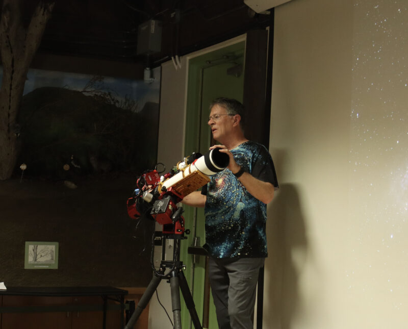 John Favalessa, astrophotographer, talks about his telescope equipment to the audience at the "Deep Space Shots" event at the Placerita Canyon Nature Center in Newhall, Sunday, Sept. 14, 2025. Kamryn Martell/The Signal