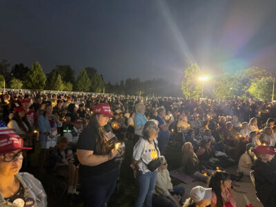 A large crowd turned out at Marketplace Park near Real Life Church on Wednesday, Sept. 17, 2025, for a candlelight vigil honoring the memory of Turning Point USA founder Charlie Kirk. Courtesy photo.