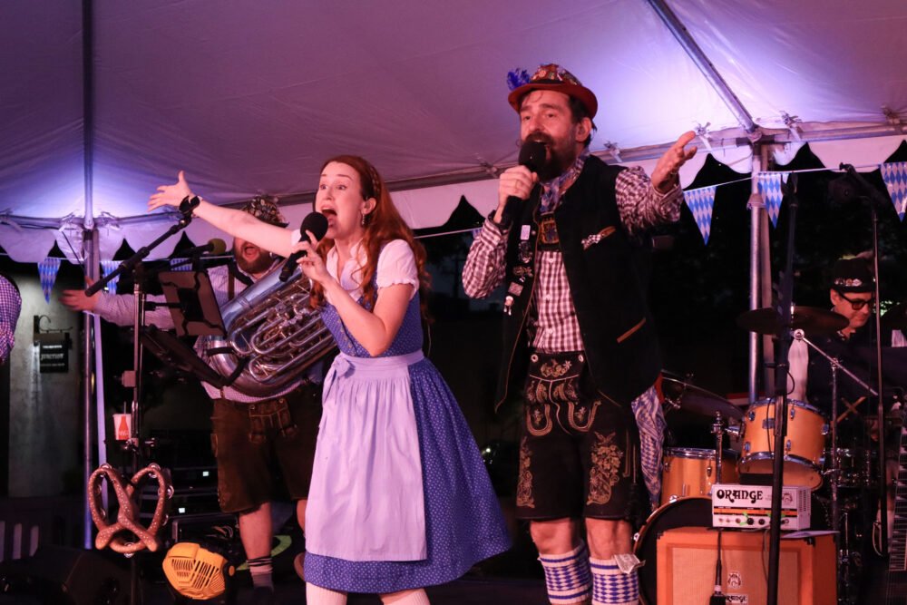 Die Sauerkrauts try to get the audience to clap during their peformance at the "Oktoberfest" Senses Block Party in Newhall, Calif., Thursday, Sept. 18, 2025. Kamryn Martell/The Signal