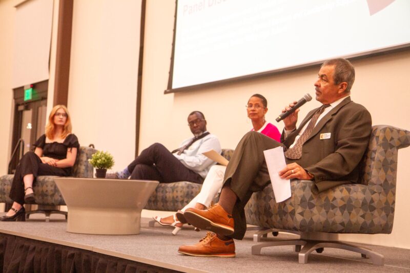 William S. Hart Union High School District personnel have a panel disscussion focusing on the topics of safety and wellness on Sept. 18, 2025. Katherine Quezada/The Signal