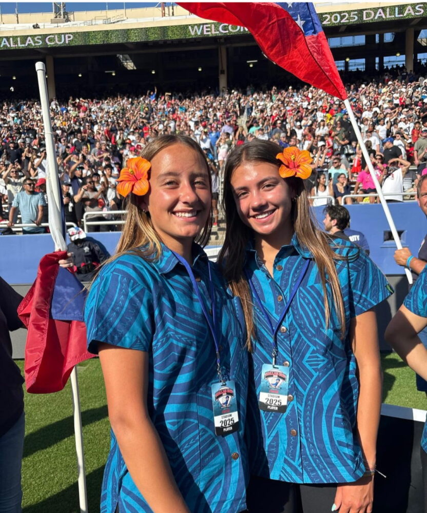 Courtesy Photo. Makea and Makeli Leonard at the Dallas Cup in April 2025.