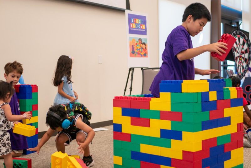 Children participate in LEGO building during the Here4Fun Day event hosted by Multivium at the Canyon Country Community Center on Sept. 20, 2025. Katherine Quezada/The Signal