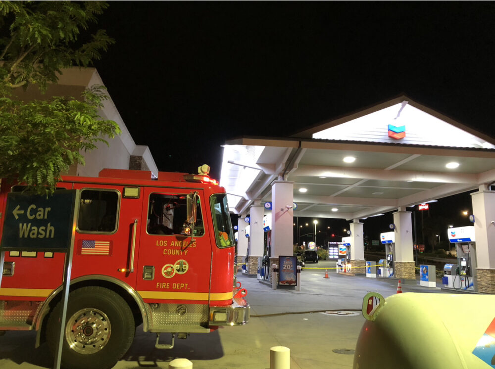 First responders were dispatched to minor fuel spill at the 24500 block of west Lyons Avenue in Newhall on Sunday night, Sept. 28, 2025. Signal Staff/The Signal