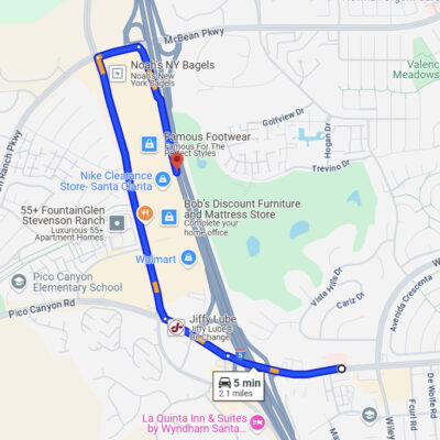 The Los Angeles County Metropolitan Transportation Authority provided this map of the planned detour route during the closure of the southbound Interstate 5 on-ramp at Lyons Avenue/Pico Canyon Road.