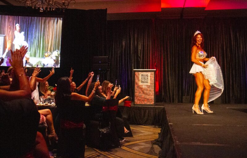 The crowd cheers for model Monica Carlson as she takes the stage for the annual Bras for a Cause fundraiser hosted by Soroptimist International of Valencia on Sett. 27, 2025 at the Hyatt Regency Valencia. Katherine Quezada/The Signal