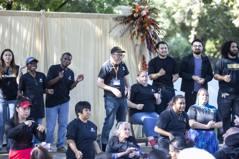 TASC employees and clients perform dances for the audience during Fall Festival on the Farm in Sand Canyon on Saturday, Sept. 27, 2025. Habeba Mostafa/ The Signal