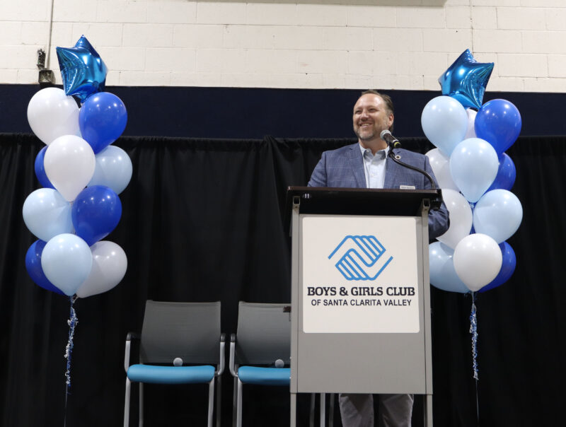 Matt Nelson, CEO of the Boys & Girls Club of Santa Clarita Valley, gives a speech to the audience at the 2025 Great Futures Breakfast at the SCV Boys & Girls Club in Newhall, Calif., Wednesday, Oct. 1, 2025. Kamryn Martell/The Signal