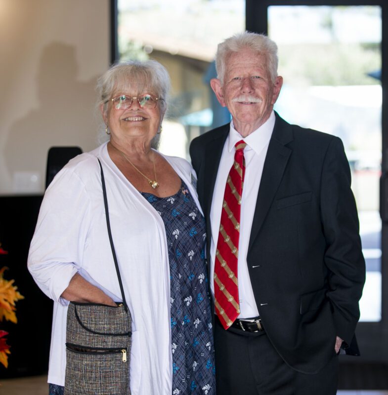 Pam Hogan, vice president of the Santa Clarita Valley Veterans Memorial Committee, Inc. and RJ Kelly, vice president of Vietnam Veterans of America, Chapter #355, welcome attendees to "Commitment to Freedom" at Bella Vida on Saturday, Oct. 4, 2025. Habeba Mostafa/ The Signal