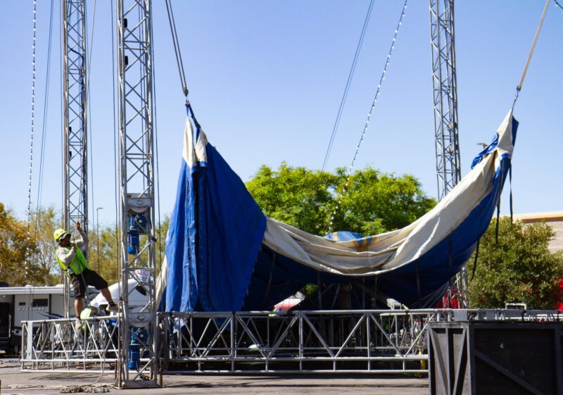 Circus Vargas workers begin to assemble the tent days ahead before the traveling circus is set to debut their show season in the Santa Clarita Valley on Oct. 9, 2025 in Valencia, Calif. Katherine Quezada/The Signal