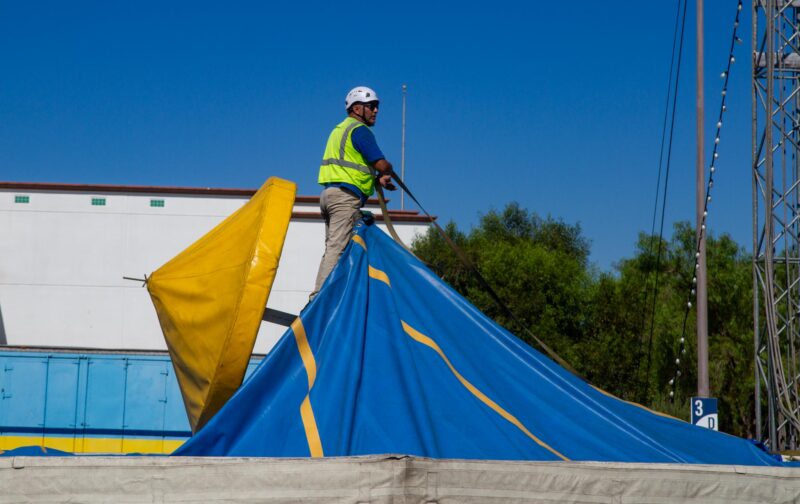 Circus Vargas workers begin to assemble the tent days ahead before the traveling circus is set to debut their show season in the Santa Clarita Valley on Oct. 9, 2025 in Valencia, Calif. Katherine Quezada/The Signal