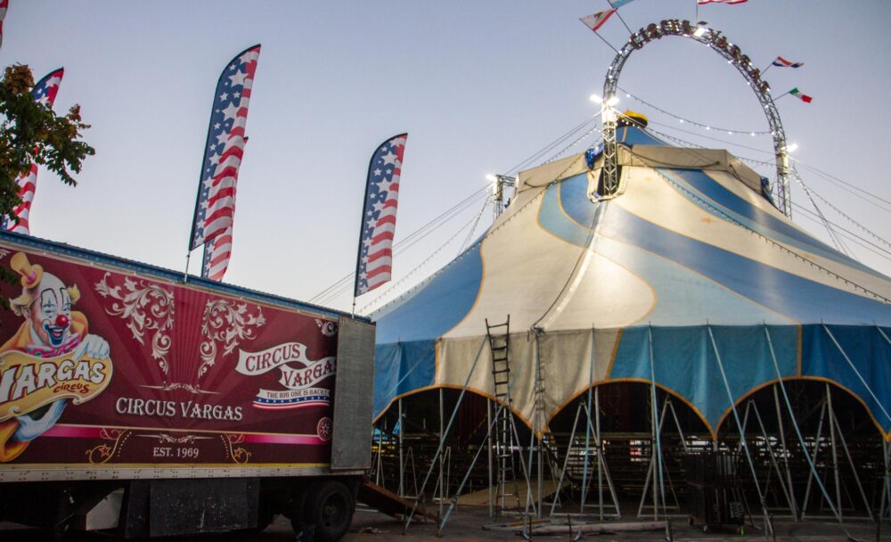 The Circus Vargas tent fully assembled ready for show season on Oct. 9, 2025 in Valencia, Calif. Katherine Quezada/The Signal
