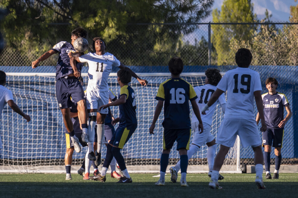 College of the Canyons and Bakersfield College played a scoreless first half before the Cougars eventually fell in a 2-1 result at the COC soccer facility on Friday. Photo by Carla Sophia Velasco/COC Sports Information.