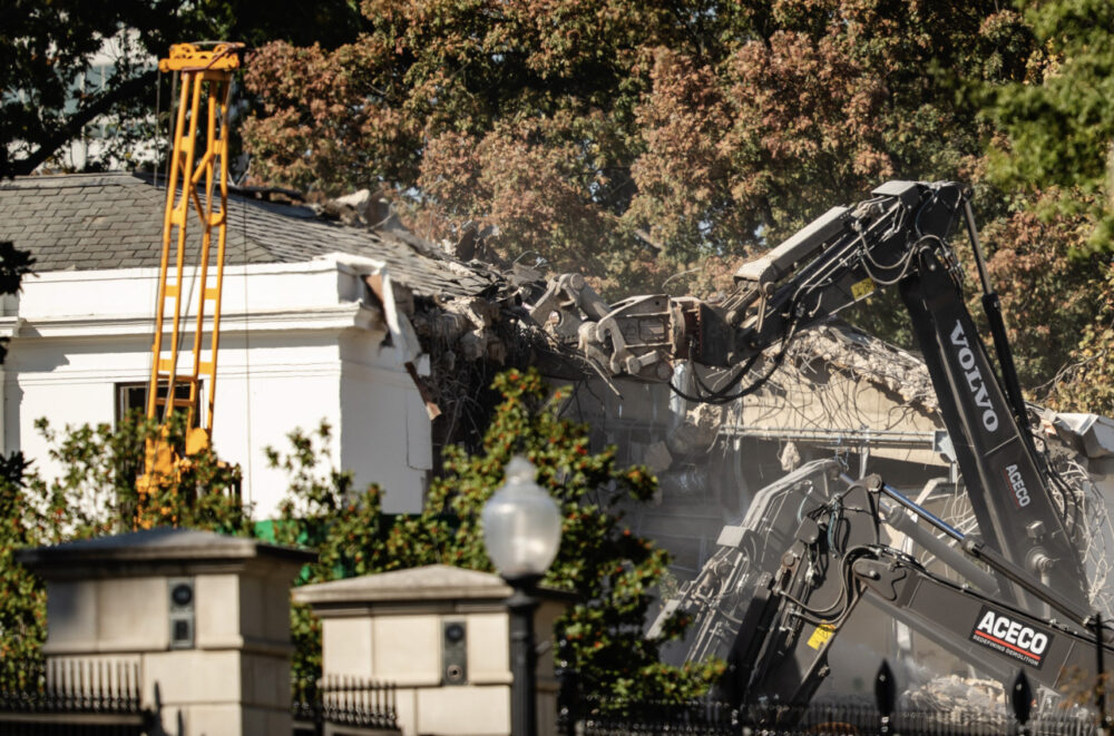 Construction is underway on a ballroom being added to the East Wing of the White House on Oct. 21, 2025. Photo by Madalina Kilroy.