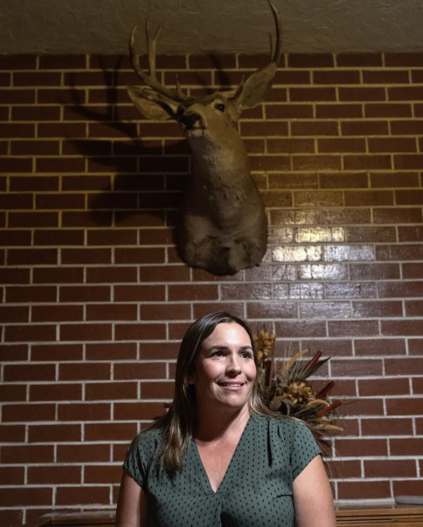 Amie Martinez at the Brass Rail Bar & Grill in Alturas on Sept. 3, 2025. Photo by Miguel Gutierrez Jr., CalMatters