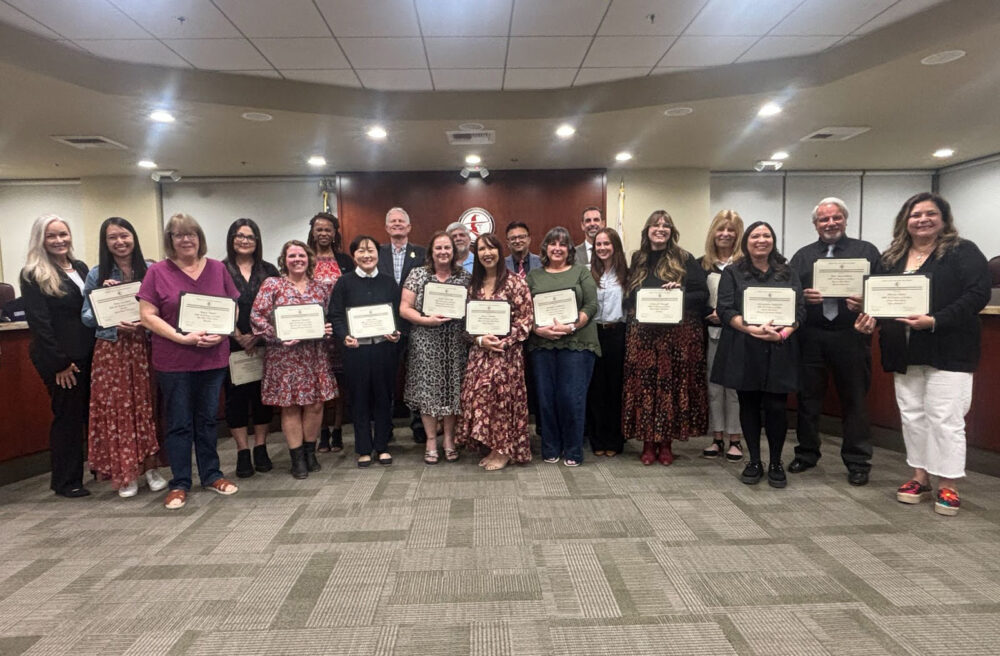 Nineteen employees were honored as the Classified Employees of the Year at a recent William S. Hart Union High School District governing board meeting. Courtesy photo.