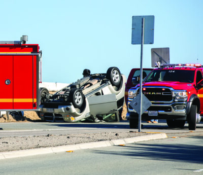 Officers and first responders responded to a four-vehicle crash at the intersection of The Old Road and Rye Canyon Road Saturday afternoon on Nov. 1, 2025. Habeba Mostafa/ The Signal