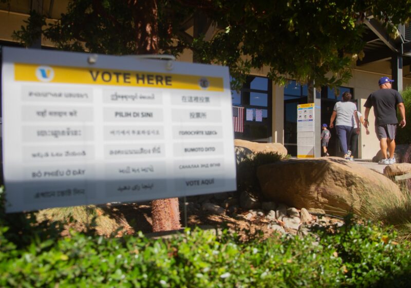 People walk into the voting center at Grace Baptist Church in Saugus on Election Day, Nov. 4, 2025. Katherine Quezada/The Signal