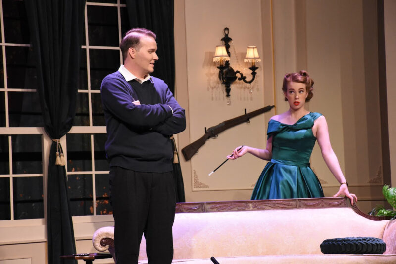 Joe Frizzell and Kelly Mack in the Grace Baptist Church theater group’s original adaptation of the 1947 film “It Happened on Fifth Avenue,” which runs for two weekends starting Nov. 7, 2025. Courtesy photo.