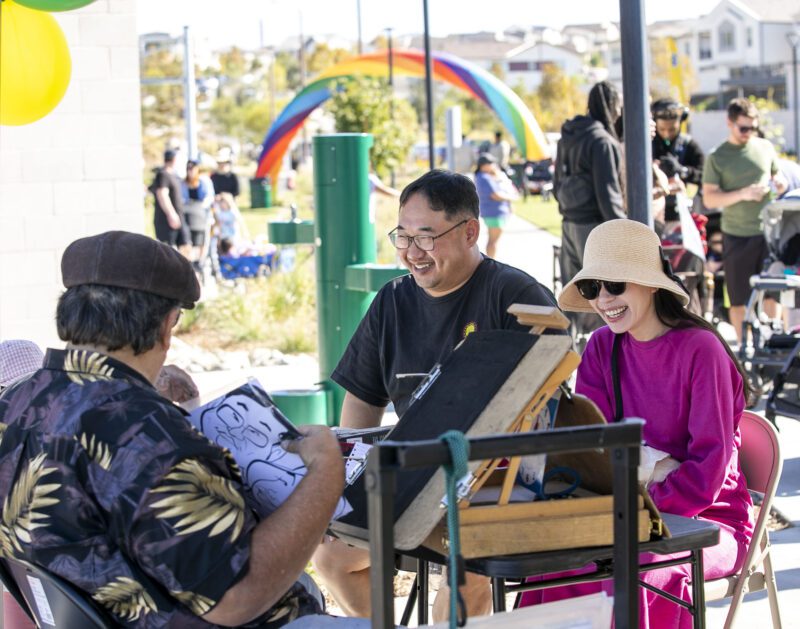 Residents enjoyed free caricature drawings during the opening of Riparian Park in Valencia by FivePoint on Saturday, Nov. 1, 2025. Habeba Mostafa/ The Signal