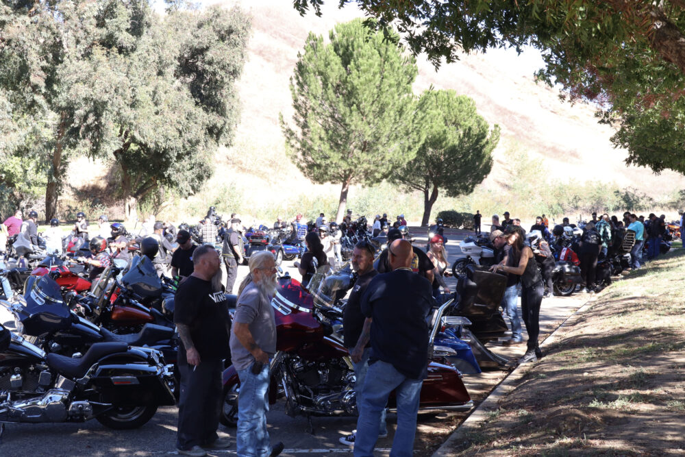Motorcycle riders gather together at the 34th installment of the "Love Ride" at Castaic Lake in Castaic, Sunday, Nov. 9, 2025. Kamryn Martell/The Signal